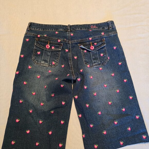 Lilly Pulitzer Women 6 Embroidered Strawberries Stretch Shorts Jean Cut Off - Picture 11 of 16
